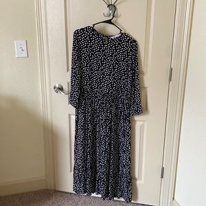 Zara black and white polka dot midi dress